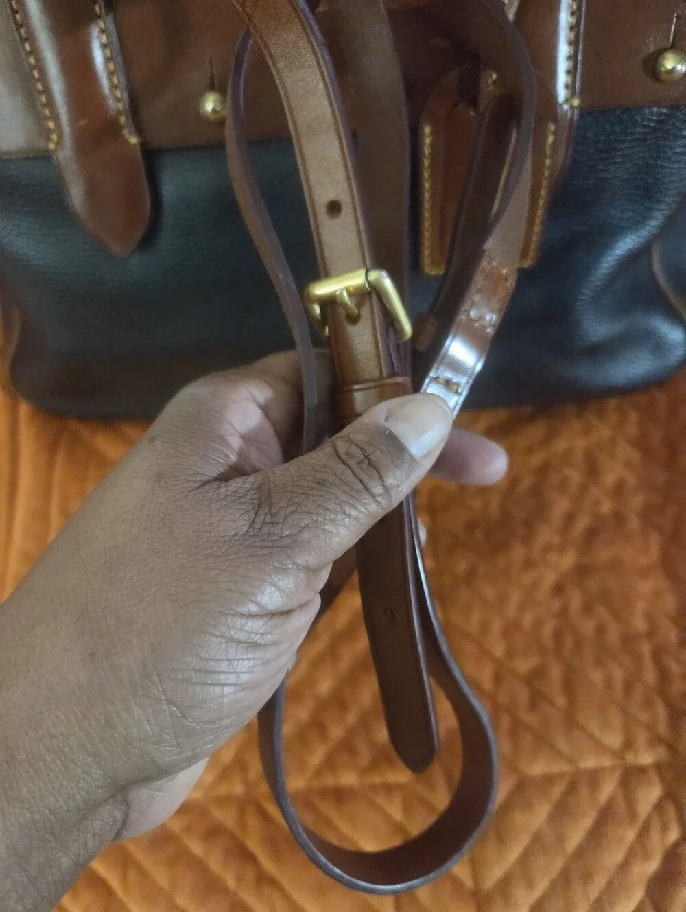 Vintage 1996 Dooney & Bourke Black Brown Leather Satchel